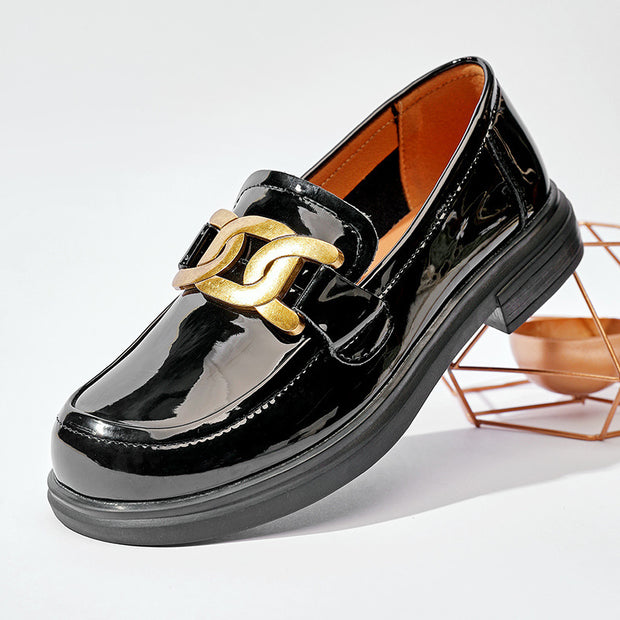 College Style One-legged Footwear Women's Shoes Simple Round Toe Loafers